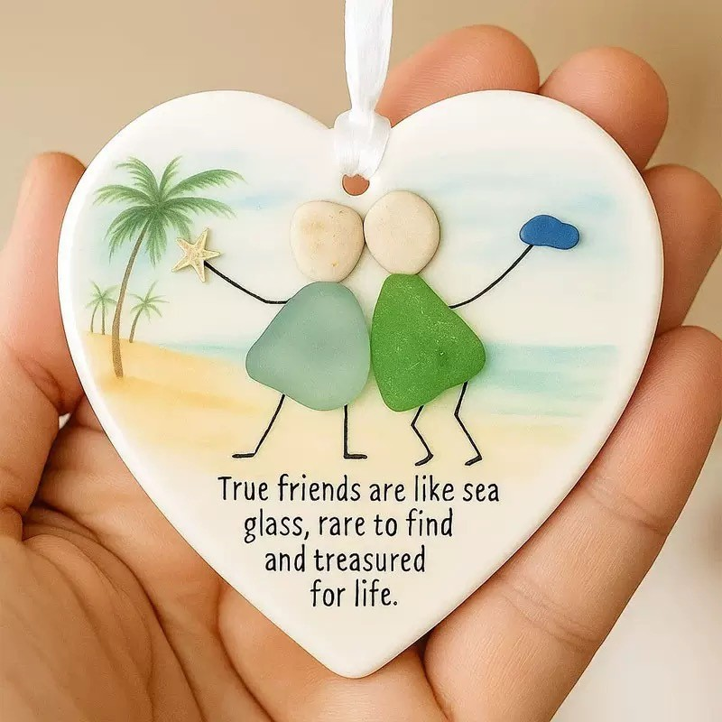 Buy 4, Get 3 Freeð ãHeartfelt Christmas Giftsã-Snowflake Shaped Sea Glass Friendship Ornament