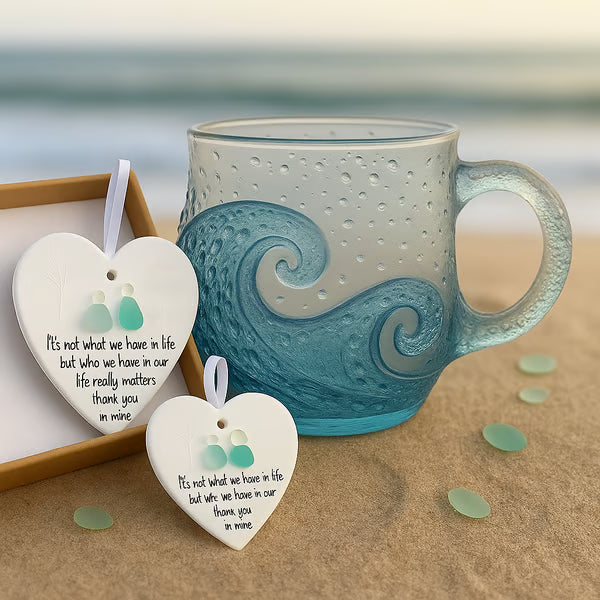 šChristmas Best Giftsš„ Unique Handcrafted Sea Glass Ocean Wave MugšFree Gifts