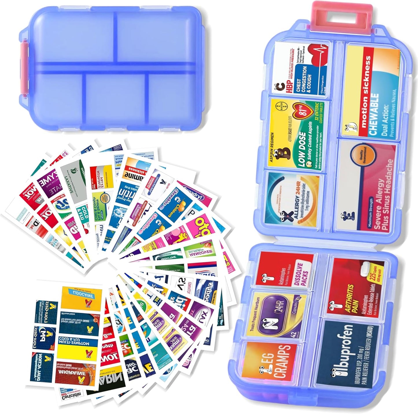 7 Day Travel Pill Organizer with 161 Labels Mini Pill Case