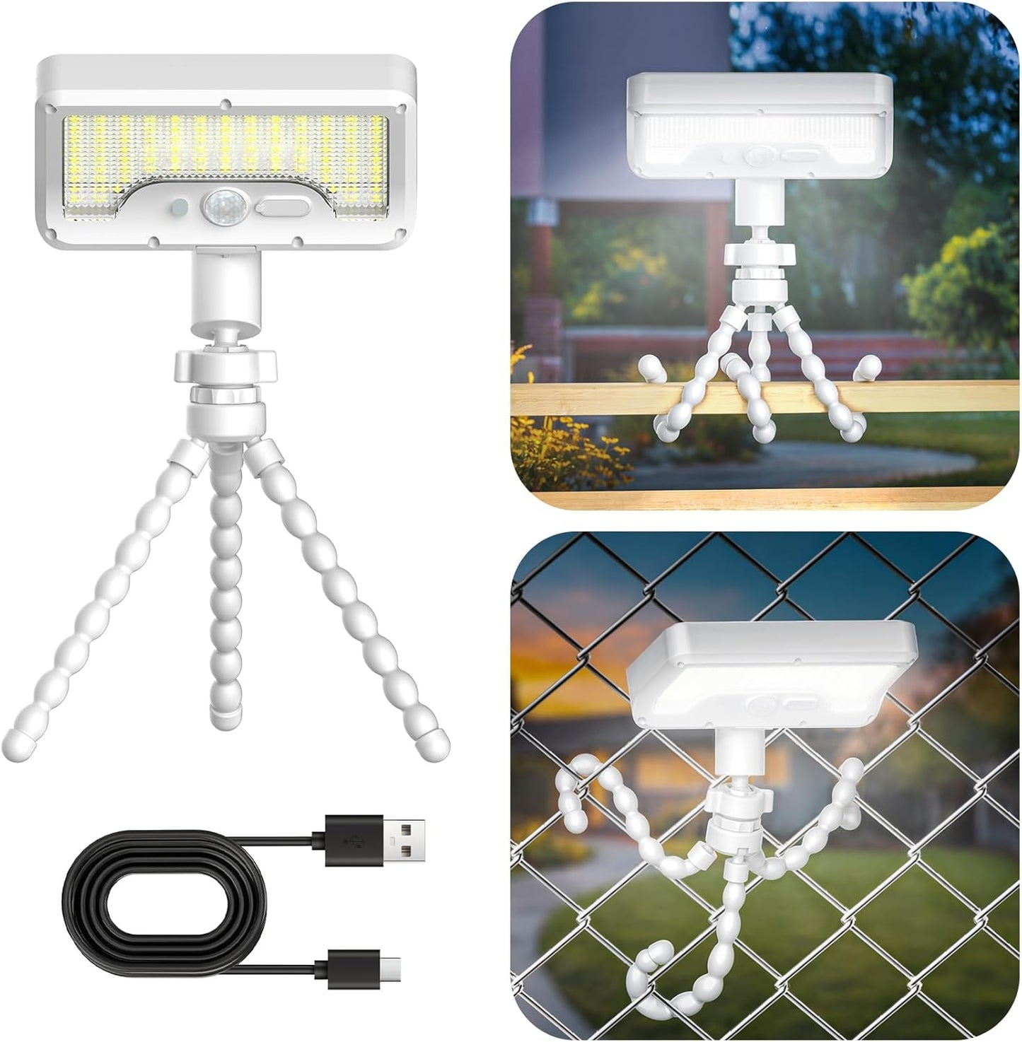 92 LED Solar Lights Outdoor with Motion Sensor, Octopus Stand, Adjustable Angle, USB & Solar Powered,IP65 Waterproof
