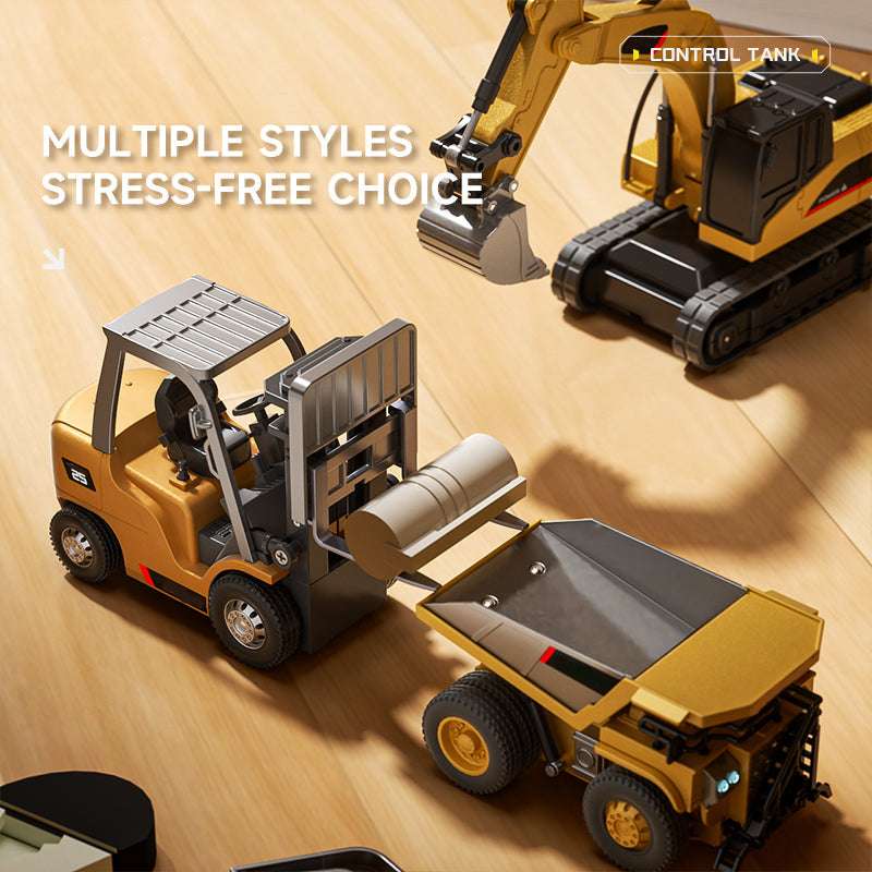1/64 Mini RC Excavator, Dump Truck & Forklift Toy Set