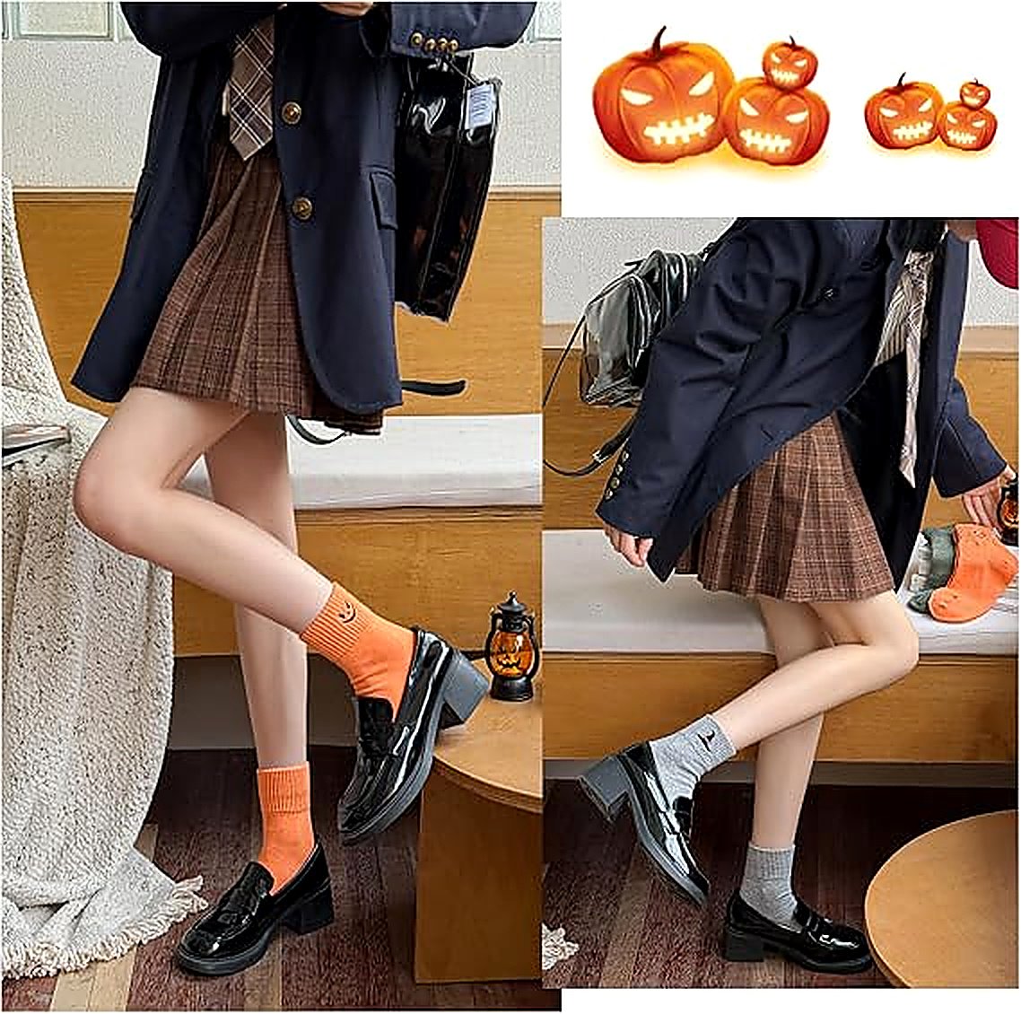 5 Pairs Halloween Embroidered Ankle Socks 🎃