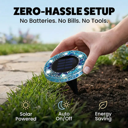 4/8 Pack solar outdoor Mosaic Disk Lights, Waterproof Decorative Pathway LED Light