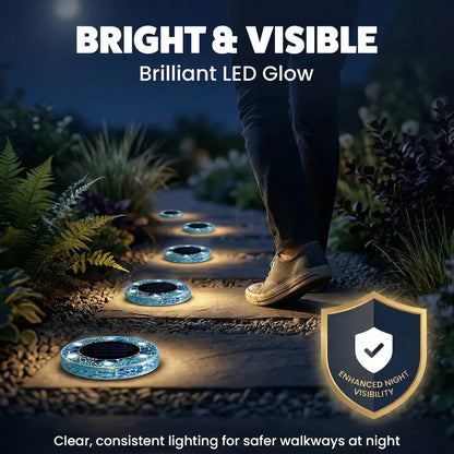 4/8 Pack solar outdoor Mosaic Disk Lights, Waterproof Decorative Pathway LED Light