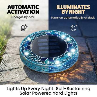 4/8 Pack solar outdoor Mosaic Disk Lights, Waterproof Decorative Pathway LED Light