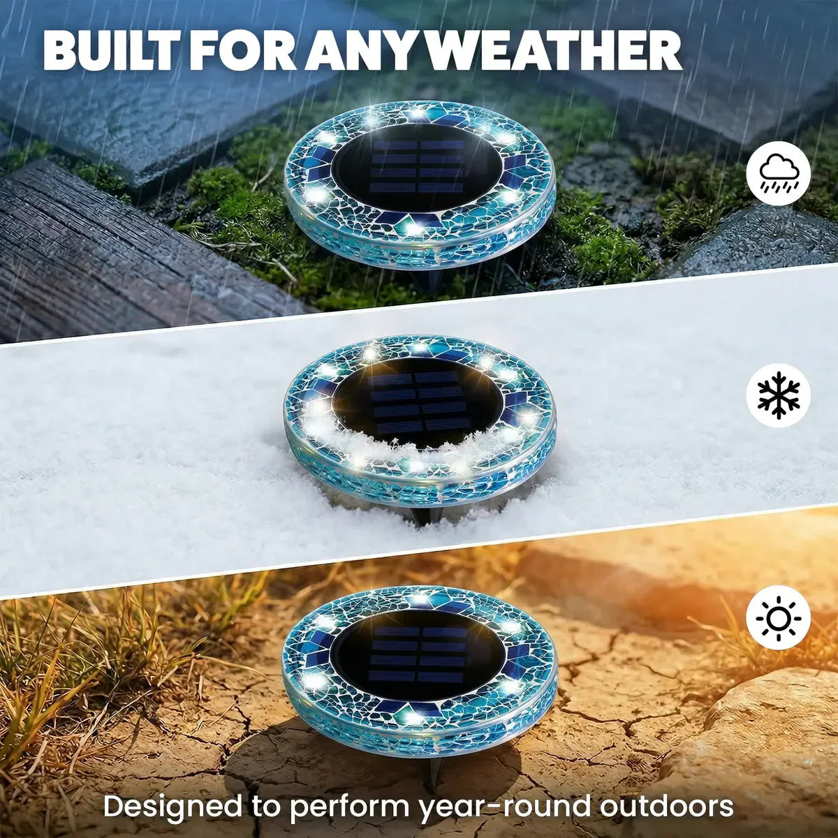 4/8 Pack solar outdoor Mosaic Disk Lights, Waterproof Decorative Pathway LED Light