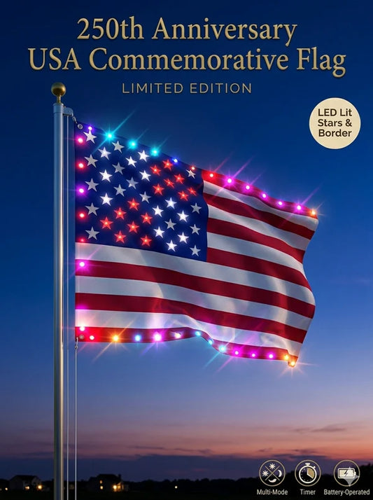 Last Day 49% OFF🔥 🦅 Illuminated 250th Anniversary USA Commemorative Flag  (3x5 Ft) -Bestseller
