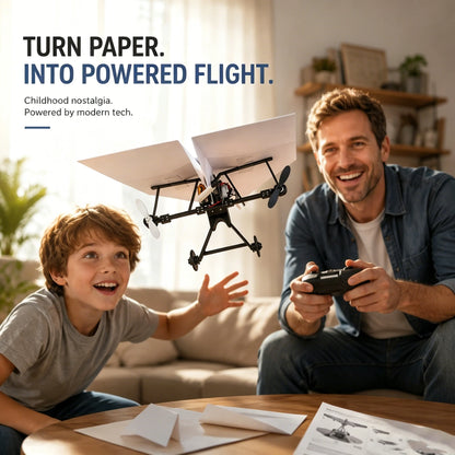 ✈️RC Paper Airplane Kit with Gyro Stabilizer – DIY Electric Remote Control Plane with Dual Propellers, Lightweight Foldable Flying STEM Toy