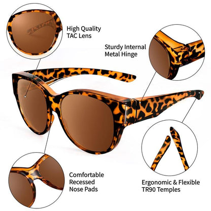 🎉BUY 1 GET 1 FREE 😎 Wraparound Cat-Eye Over Glasses Sunglasses – Full-Cover UV400 Shield Shades for Daylong Comfort 🕶️
