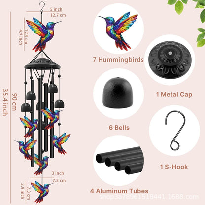 🐦 Hummingbird Wind Chimes | Outdoor Garden Metal Decor