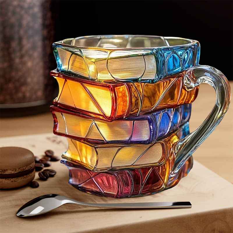 Ceramic Innovative 3D Painting Book Mug Unique Stacked