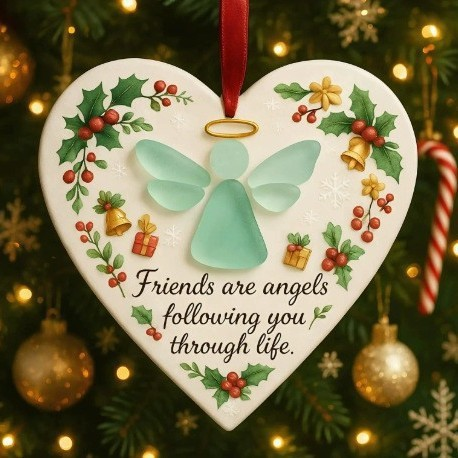 Buy 4, Get 3 Free🎁 【Heartfelt Christmas Gifts】-Snowflake Shaped Sea Glass Friendship Ornament