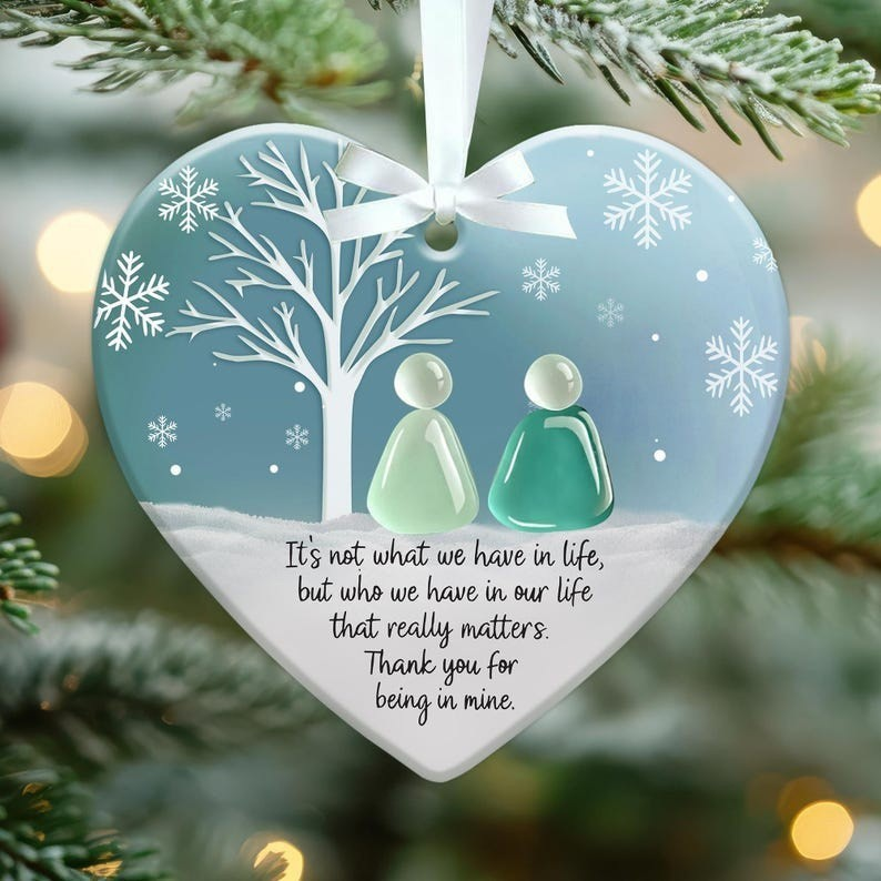 Buy 4, Get 3 Free🎁 【Heartfelt Christmas Gifts】-Snowflake Shaped Sea Glass Friendship Ornament