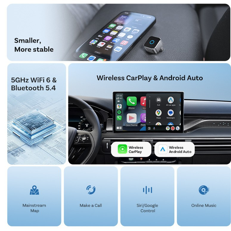 Huge Discounts!-⏰Car Adapter 3.0 Wireless CarPlay/Android Auto Adapter