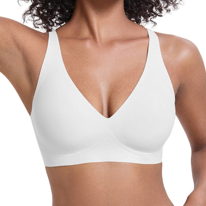 💕Women's Jelly Wireless Comfort Bra Push Up Deep V Seamless Everyday Bralette