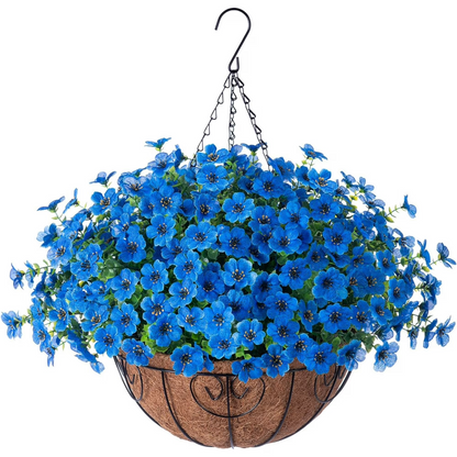 💐 Artificial Daisy Hanging Basket -🏡 Low Maintenance Outdoor Silk Flower Planter for Patio & Garden