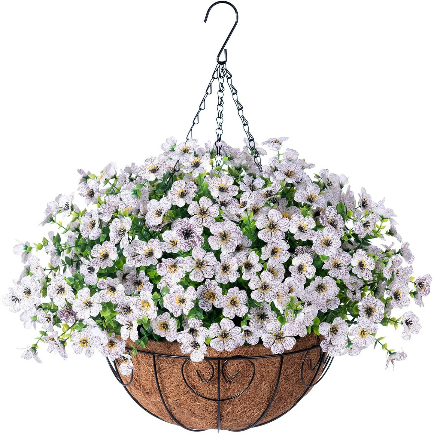 💐 Artificial Daisy Hanging Basket -🏡 Low Maintenance Outdoor Silk Flower Planter for Patio & Garden