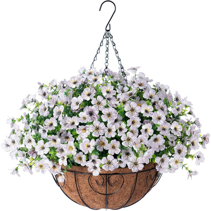 💐 Artificial Daisy Hanging Basket -🏡 Low Maintenance Outdoor Silk Flower Planter for Patio & Garden