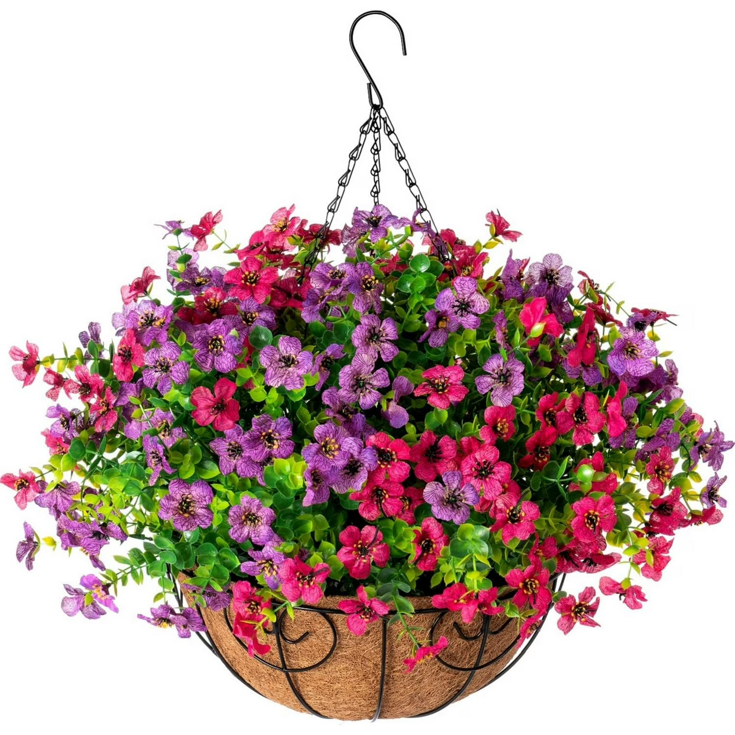 💐 Artificial Daisy Hanging Basket -🏡 Low Maintenance Outdoor Silk Flower Planter for Patio & Garden