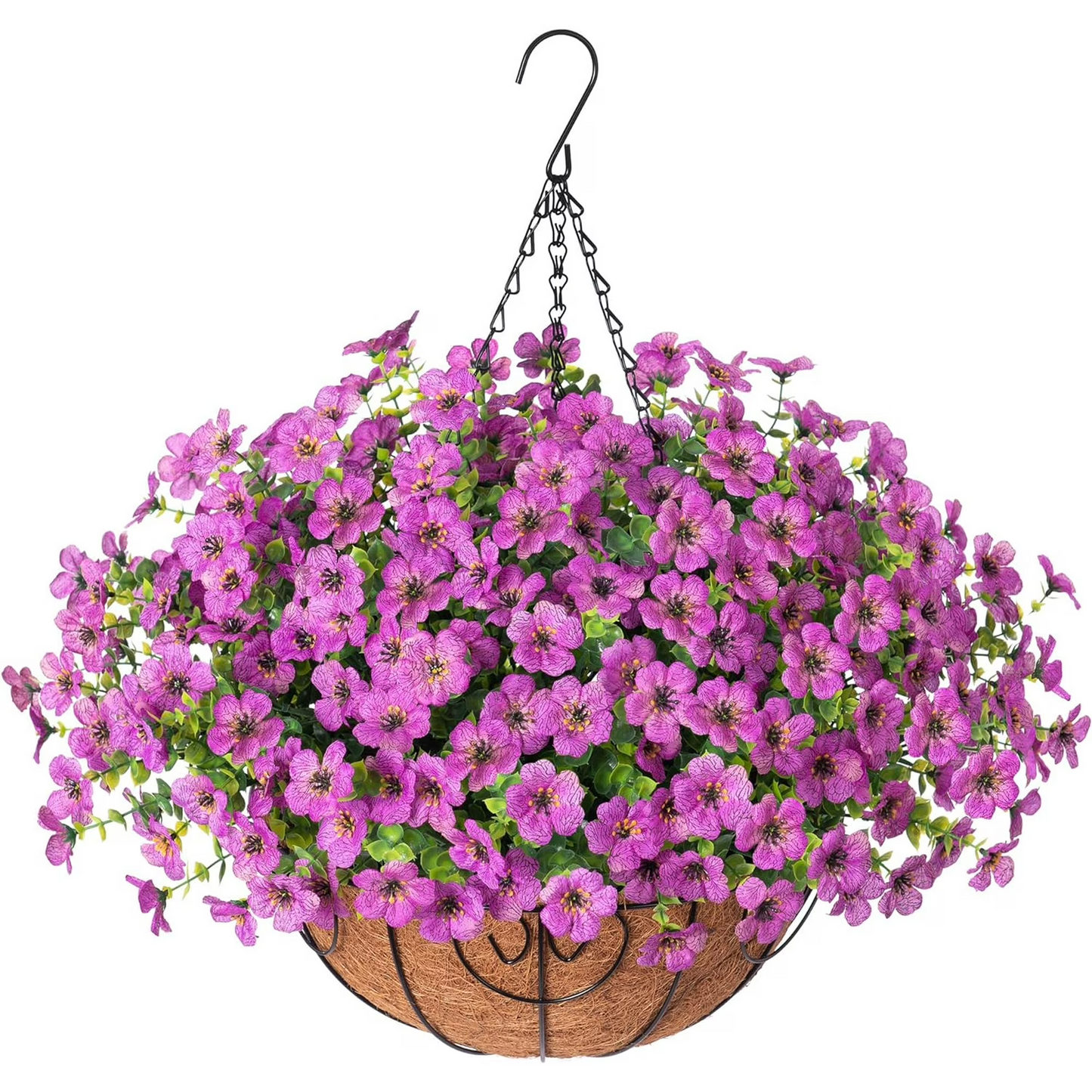 💐 Artificial Daisy Hanging Basket -🏡 Low Maintenance Outdoor Silk Flower Planter for Patio & Garden