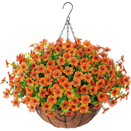💐 Artificial Daisy Hanging Basket -🏡 Low Maintenance Outdoor Silk Flower Planter for Patio & Garden