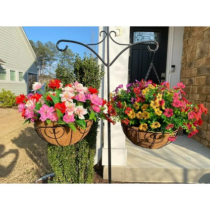 💐 Artificial Daisy Hanging Basket -🏡 Low Maintenance Outdoor Silk Flower Planter for Patio & Garden