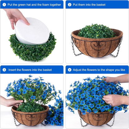 💐 Artificial Daisy Hanging Basket -🏡 Low Maintenance Outdoor Silk Flower Planter for Patio & Garden