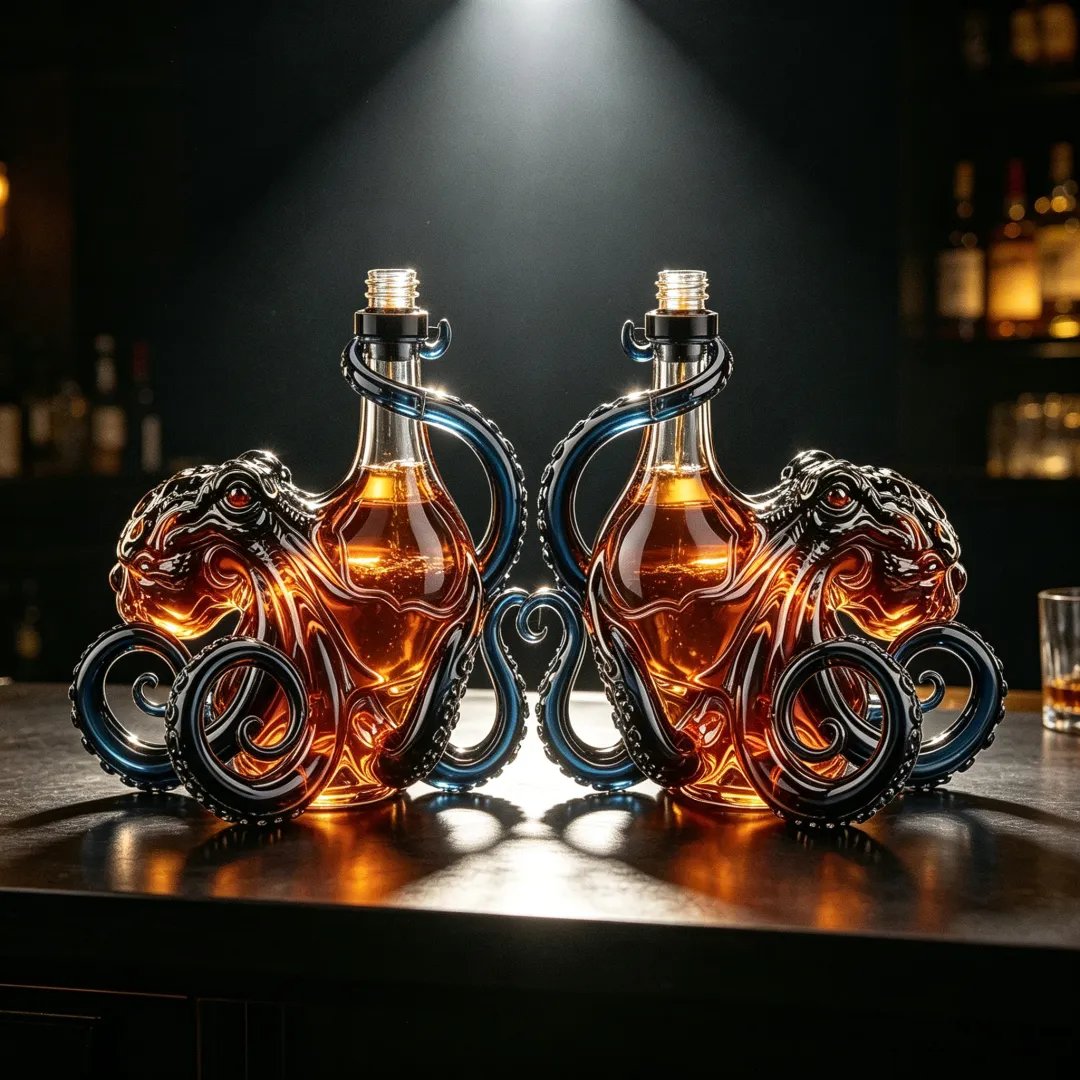 📦Limited Stock • Restock Takes Time⏰🐙3D Sculpted Octopus Collector's Edition Bottle🥃