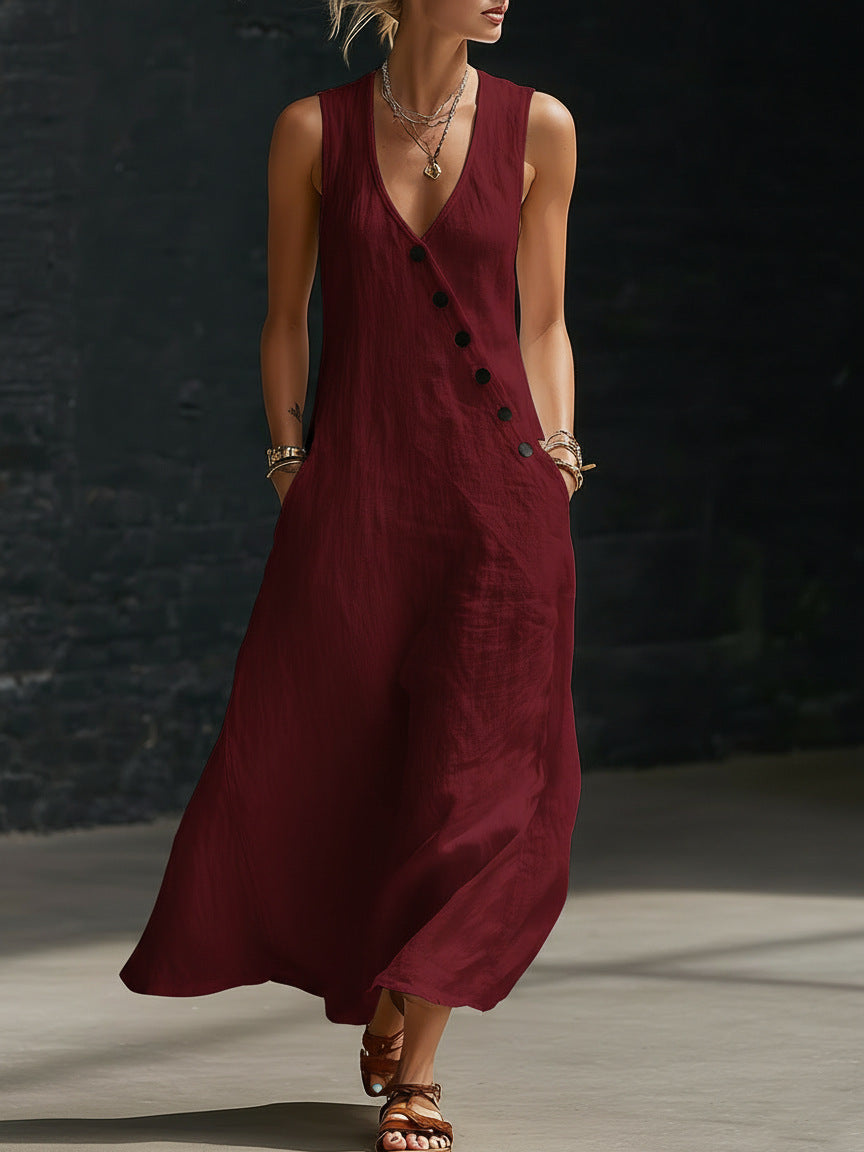 🌈New In 50% OFF🌟| Boho Linen Maxi Dress👗 - Perfect for Beach, Vacation & Brunch!