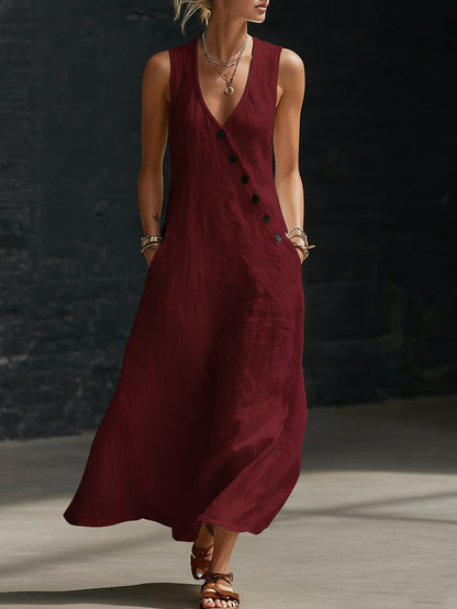 🌈New In 50% OFF🌟| Boho Linen Maxi Dress👗 - Perfect for Beach, Vacation & Brunch!