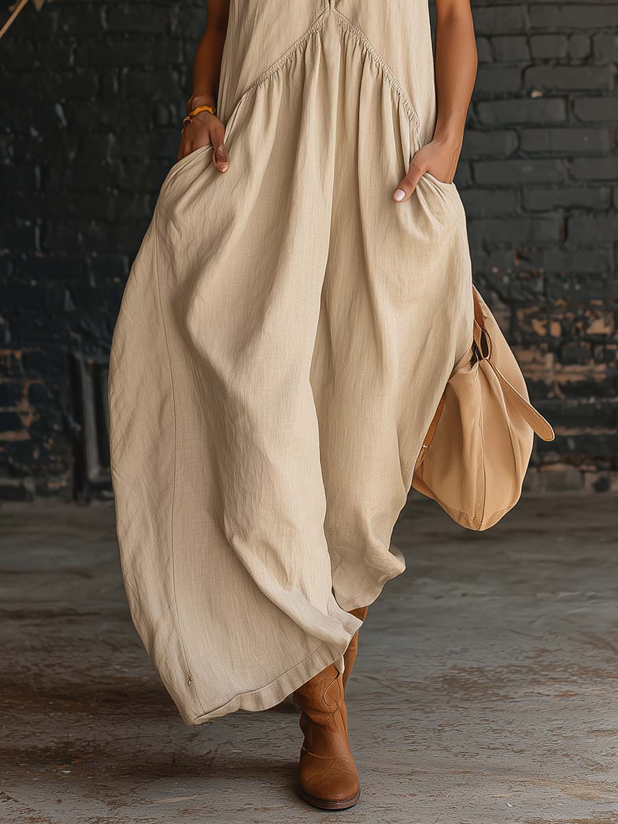 ✨️✨️Elegant Resort-style Stand-collar Cotton Dress👗
