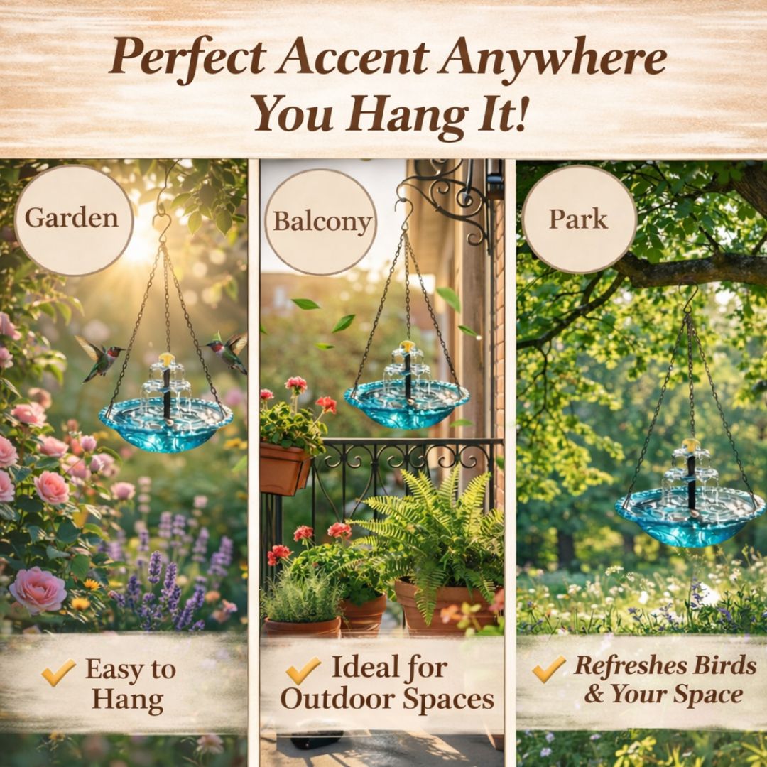 ✨ 2026 Spring limited offer 50% off 🐦 Solar Hanging Cascade Garden Bird Bath Fountain