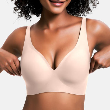 💕Women's Jelly Wireless Comfort Bra Push Up Deep V Seamless Everyday Bralette