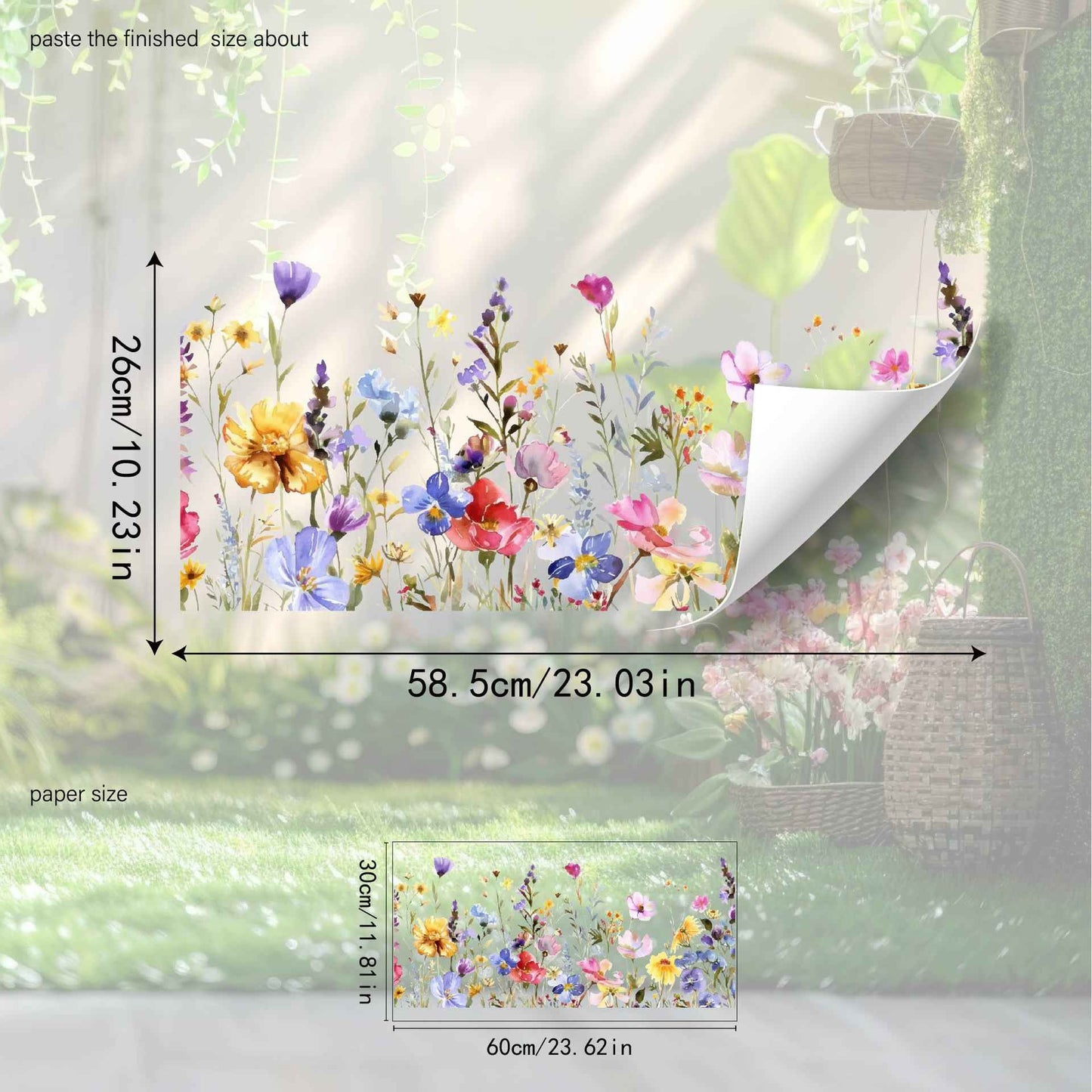 💐Colorful Floral Bouquet Window Sticker🖼️(Cut to size freely)