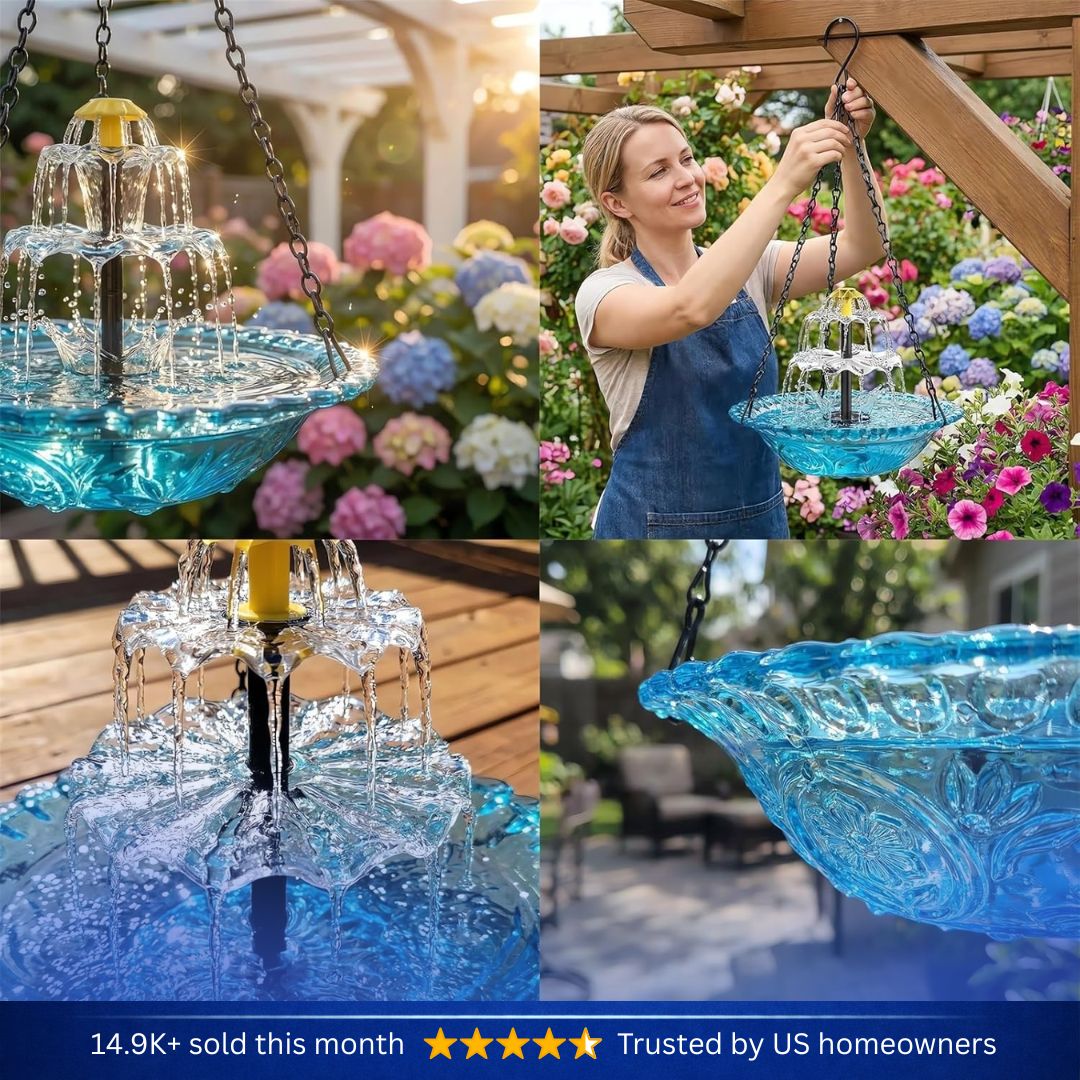 ✨ 2026 Spring limited offer 50% off 🐦 Solar Hanging Cascade Garden Bird Bath Fountain