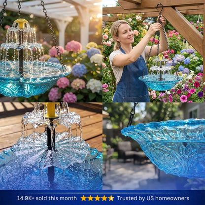 ✨ 2026 Spring limited offer 50% off 🐦 Solar Hanging Cascade Garden Bird Bath Fountain