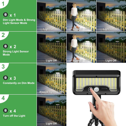 92 LED Solar Lights Outdoor with Motion Sensor, Octopus Stand, Adjustable Angle, USB & Solar Powered,IP65 Waterproof