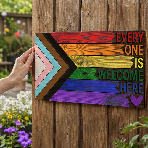 🔥Last Day Promotion🌈❤️ Everyone Is Welcome Here Wooden Sign