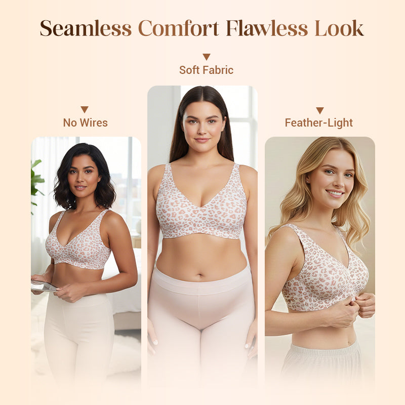 💕Women's Jelly Wireless Comfort Bra Push Up Deep V Seamless Everyday Bralette