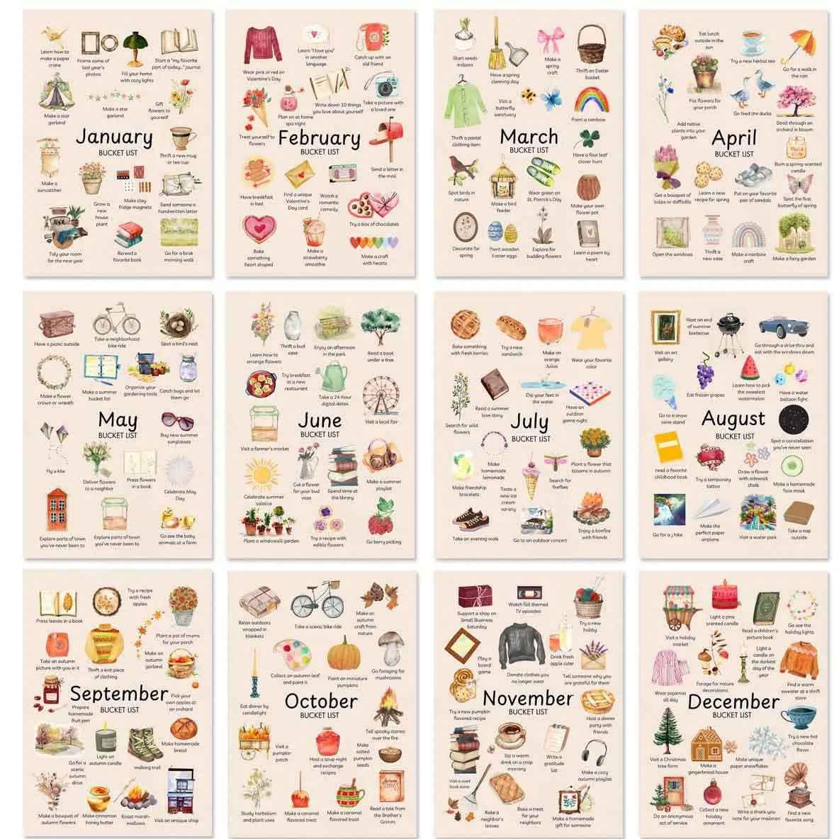 📅 2026 Bucket List Wall Calendar