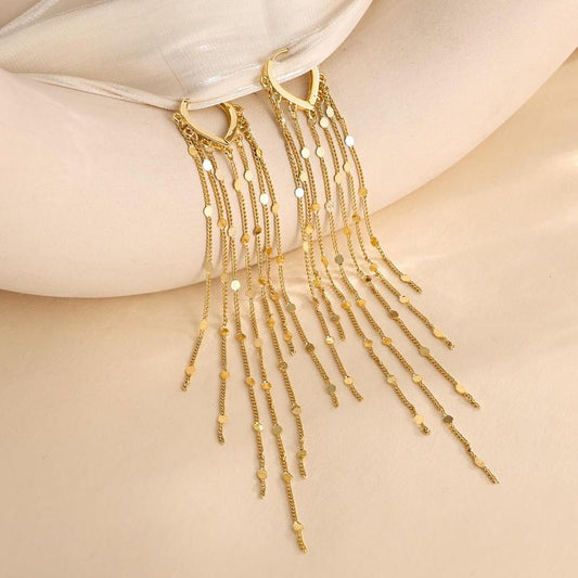 🔥Limited Time 50% Off✨14K Gold Plated Long Tassel Earrings for Women