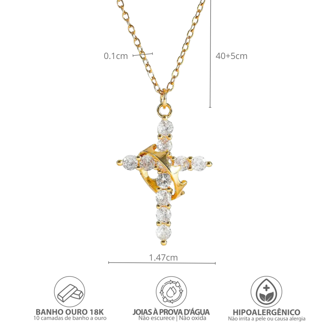 ✨Crown Cross Necklace | Dainty Crystal Cross Pendant