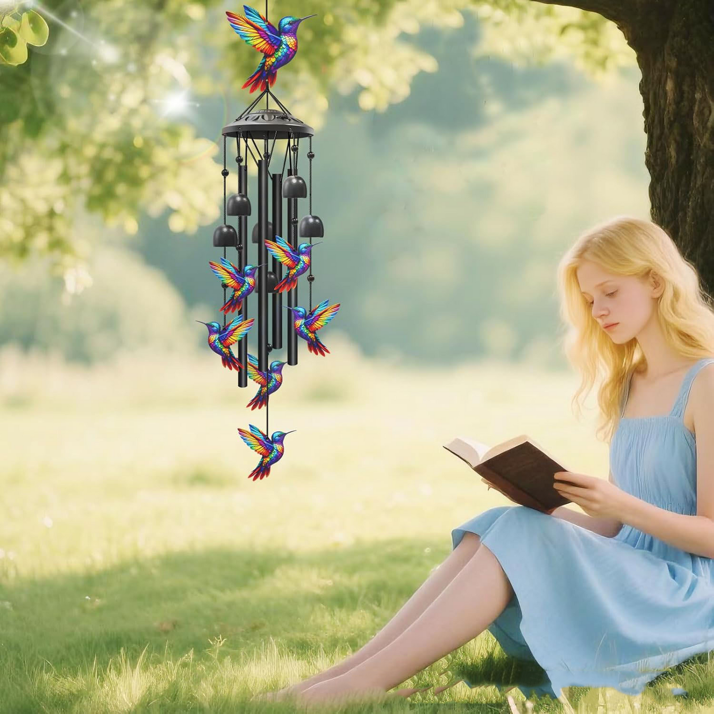 🐦 Hummingbird Wind Chimes | Outdoor Garden Metal Decor