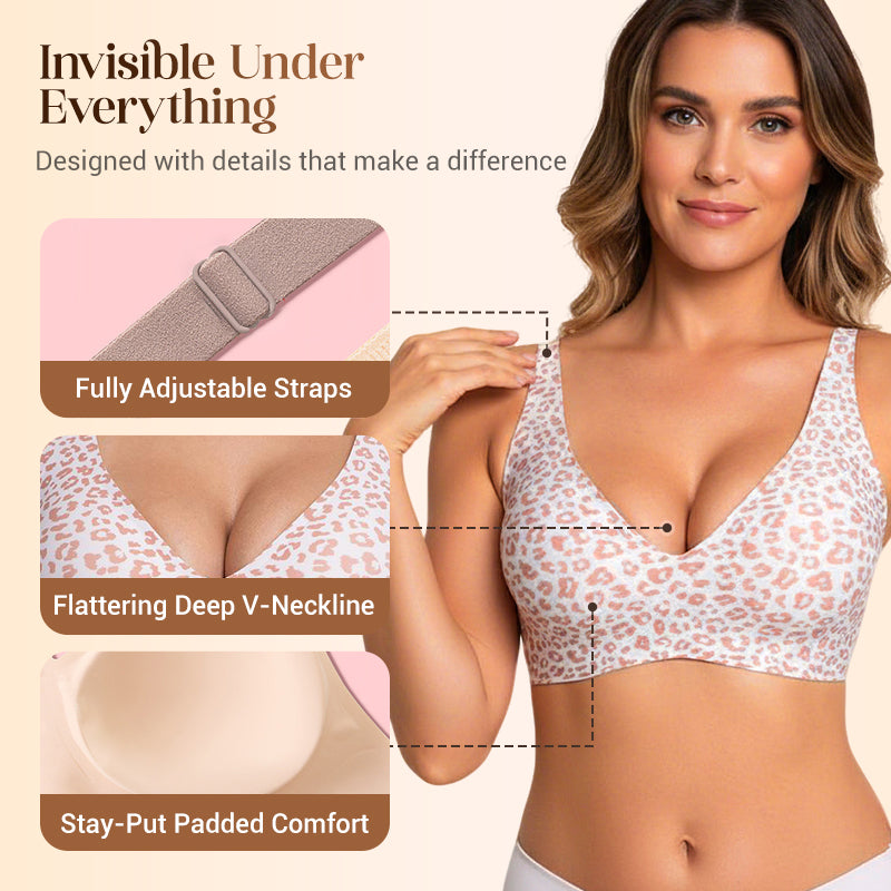 💕Women's Jelly Wireless Comfort Bra Push Up Deep V Seamless Everyday Bralette