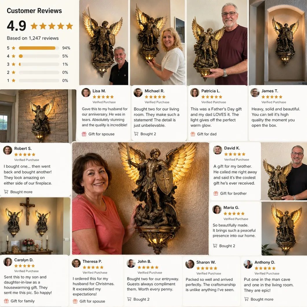 Last Day 50% OFF | ✝️St. Michael Guardian Angel Wall Light✨️ - Meaningful Décor With A Warm Glow