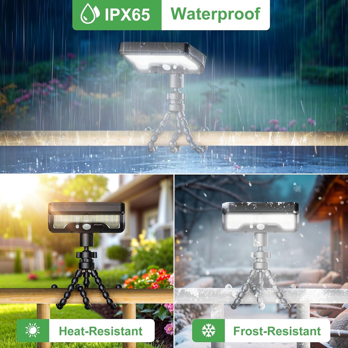92 LED Solar Lights Outdoor with Motion Sensor, Octopus Stand, Adjustable Angle, USB & Solar Powered,IP65 Waterproof