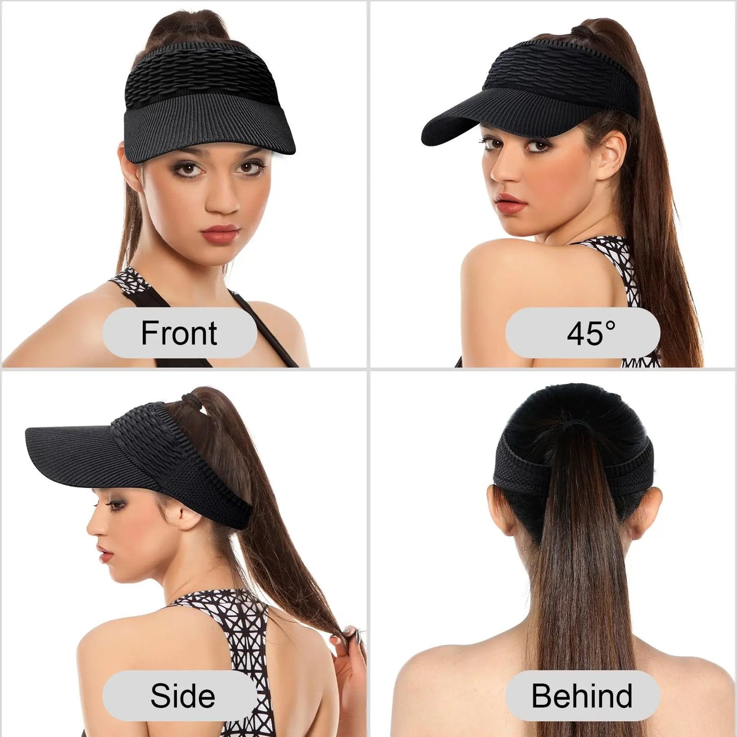 2-Pack Women's High Ponytail Sun Visor Hats