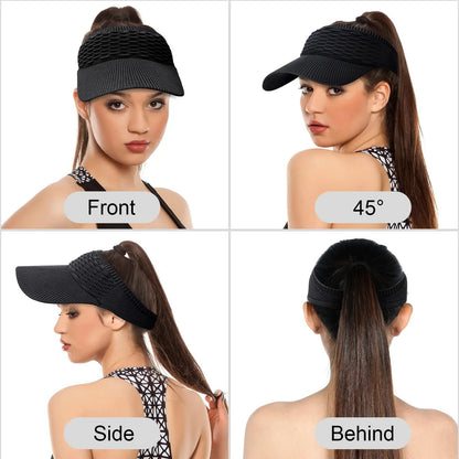 2-Pack Women's High Ponytail Sun Visor Hats