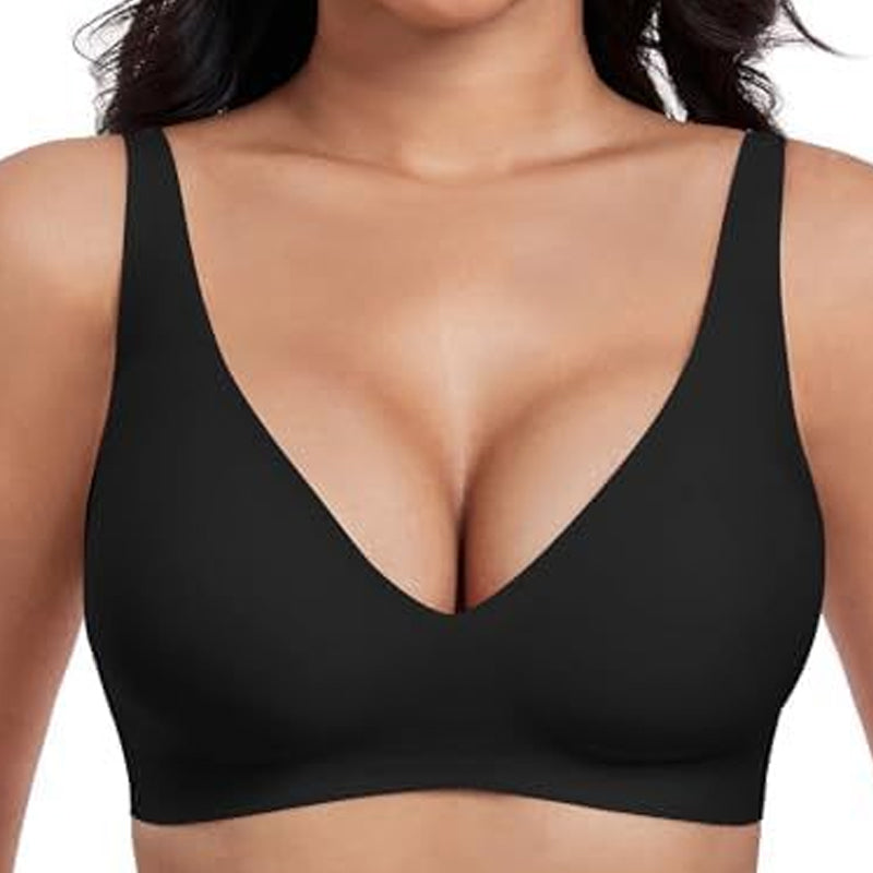 💕Women's Jelly Wireless Comfort Bra Push Up Deep V Seamless Everyday Bralette