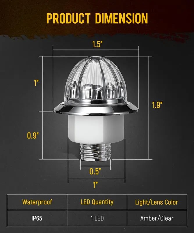 💖🎁2026 Mother's Day Gifts 50% Off--🎁3/4 Inch LED Amber Watermelon Side Marker Light